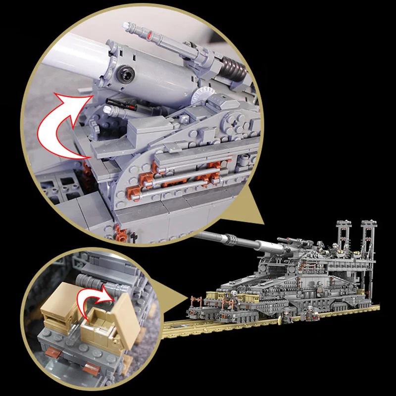 3846 шт. K10005 WW2 железная дорога тяжелая артиллерия модель танка военная серия оружия DIY игрушки строительные блоки подарок для мальчиков