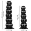 Шесть бусин Черная башня Присоска Анальная пробка - Большая Мягкая Тянущаяся бусина Дилататор для мужчин и женщин