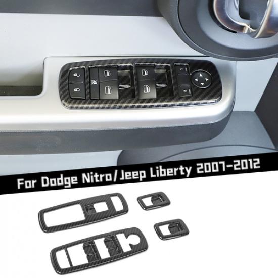 Carbon Fiber Window Lift Switch Frame Trim for Dodge Nitro/Jeep Liberty 2007-12