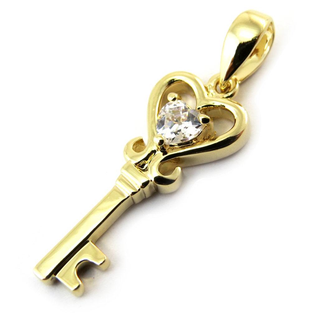Les Trésors De Lily [N4038] - Gold Plated 'Key To Happiness' Pendant (love)