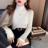 Maillard Wears Thickened Long-sleeved Knitted Bottoming Shirt for Women, New Half-high Collar, Slim and Versatile Top