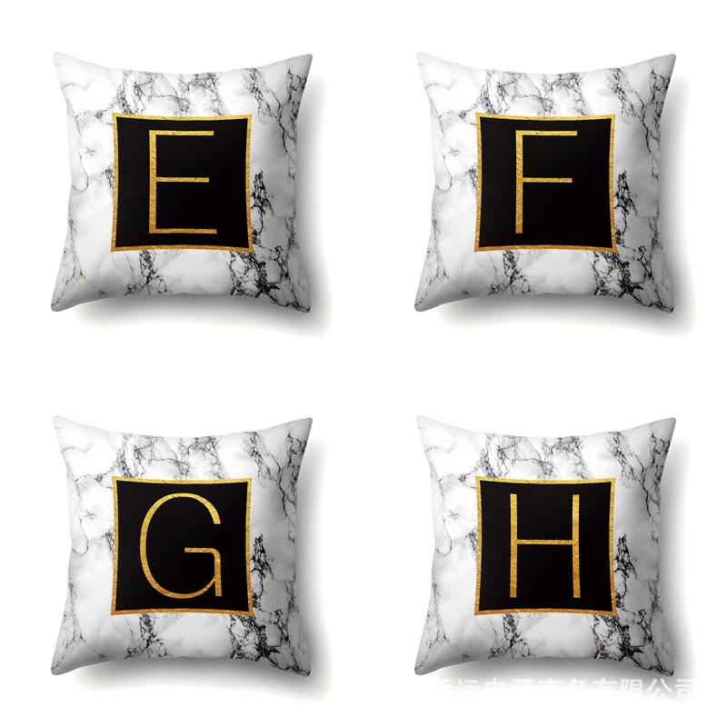 Полиэстеровая наволочка Домашняя Принт Мрамор Черный Золотой Наволочка 26 Английских Букв Наволочка