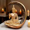 Большая Медитирующая Статуэтка Будды Луны (Золото)