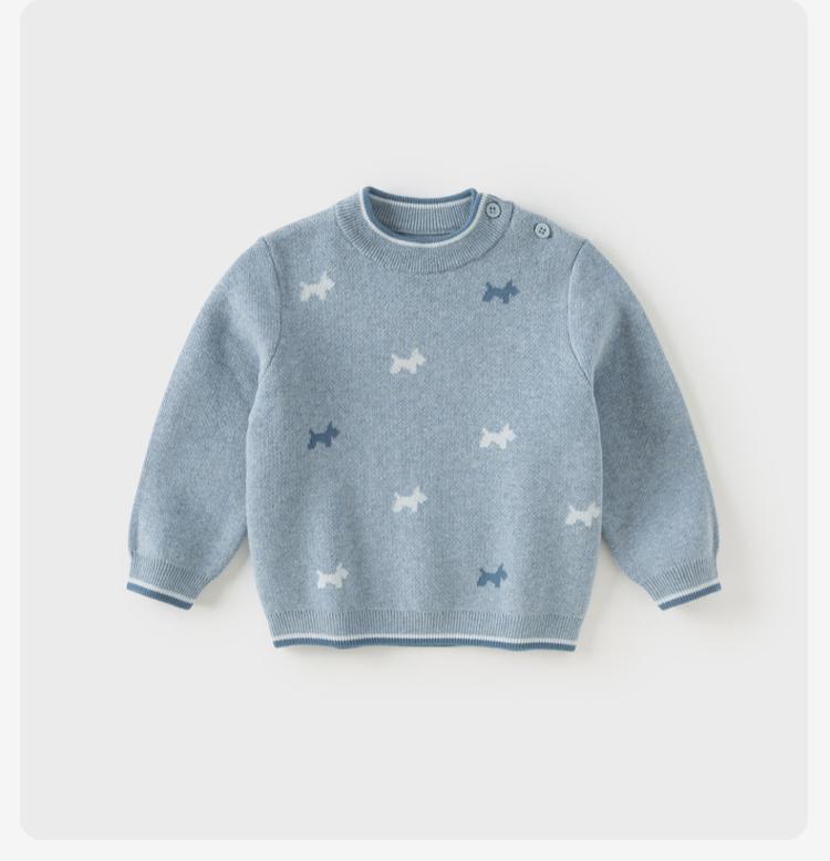 David Bella Boys' Sweater Winter New Children's Hoodie Baby Pure Cotton Knitted Sweater