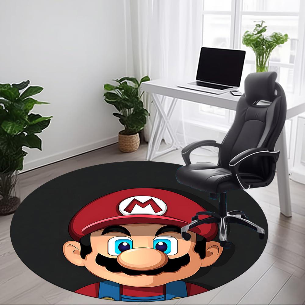 1pc Mario Game Office Round Area Rug, Indoor Mat Suitable For Office, Under Office Chairs Bedroom Living Room Home Decor, Room Deco013