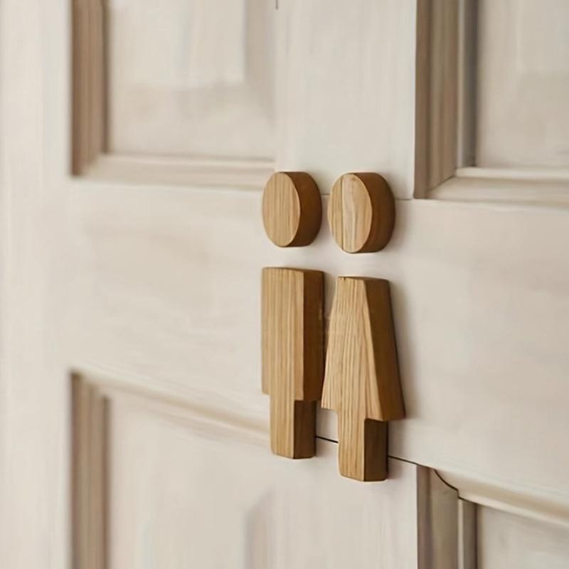 Bathroom Decoration Premium Bathroom Sign Solid Wood Men'S And Women'S Toilet Sign Home Bathroom Decor