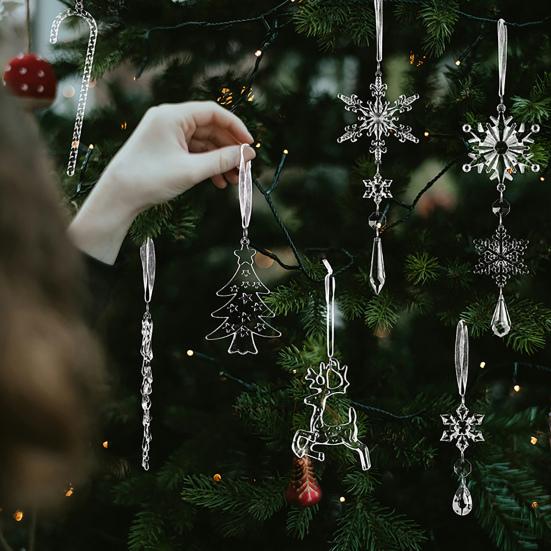 14 шт./набор Набор рождественских украшений Искусственный кристалл Снежинка Сосулька Капля Подвесные украшения