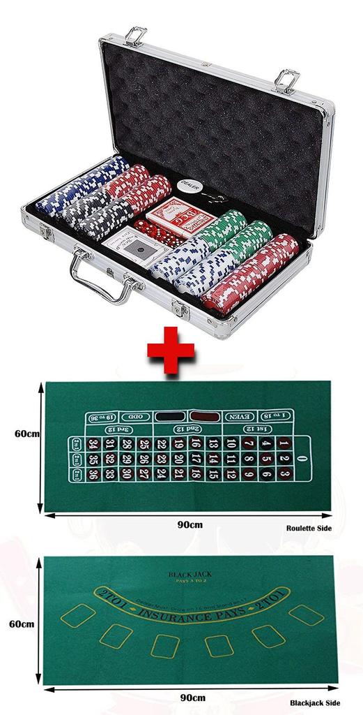 XIAXIN Casino Poker Set Roulette Blackjack Reversible Play Mat Характеристики игрового коврика 300 игральных костей алюминий (Шашан) ЗА-410+ЗА-411 (ЕВРО + фишки, карты,