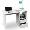 Bureau, Table Informatique, 76x115x50cm, 2 Tiroirs, Poste de Travail, Chambre Briebe Prakt Blanc 04285