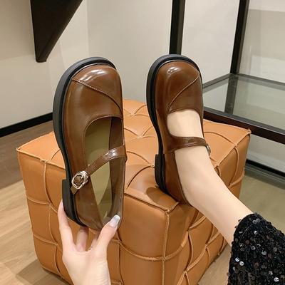 Новое поступление, винтажная обувь Мэри Джейн с пряжкой в ​​японском стиле, женская повседневная студенческая кожаная обувь с неглубоким носком, толстая подошва