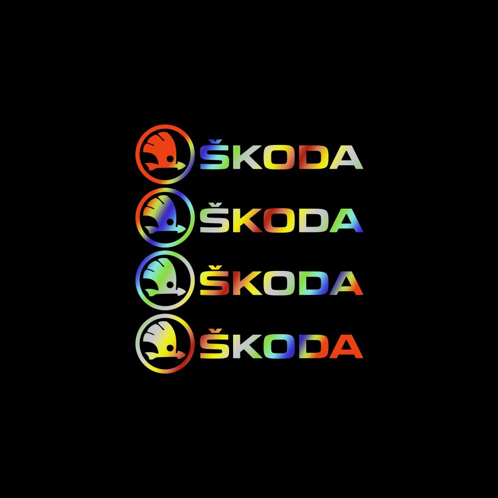 RYYX4 4PCS Car Emblem Exterior Sticker Decal Decoration For Skoda Octavia Rapid Fabia Superb Kodiaq Scala Karoq Kamiq VRS Yeti S VII