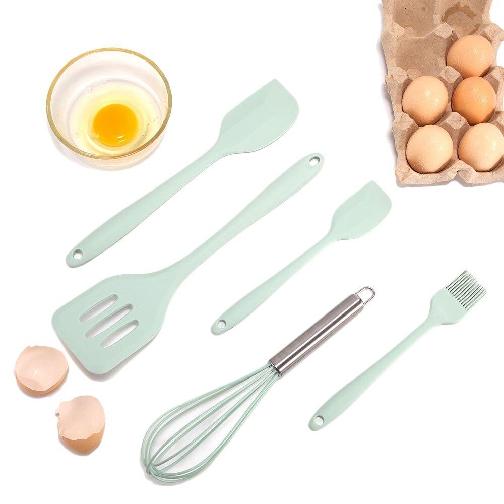 5 шт./компл., набор кухонной утвари, силиконовая кухонная утварь, антипригарный набор кухонных инструментов, лопаточка для взбивания яиц, посуда, аксессуары для барбекю, инструменты