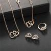 Necklace+Bracelet+ear Stud+finger Ring 4pcs/Set Double Heart Geometry Jewelry Fashion Simple Women's Gift Bridal Accessories
