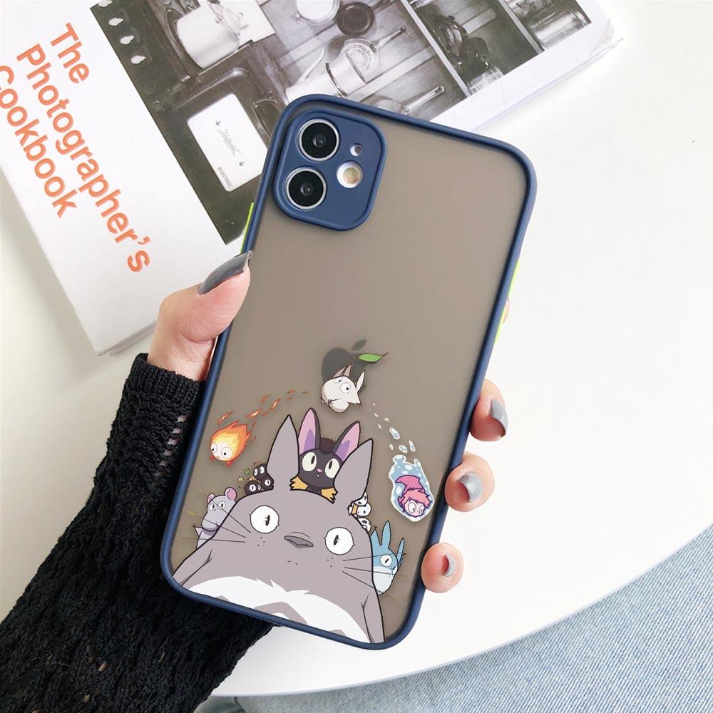 Чехол для телефона с японским аниме и забавным Тоторо для iPhone 11 12 13 14 Pro Max XR X 8 7 Plus Pro XS Mini Skin Feeling Cases Silicone Cover