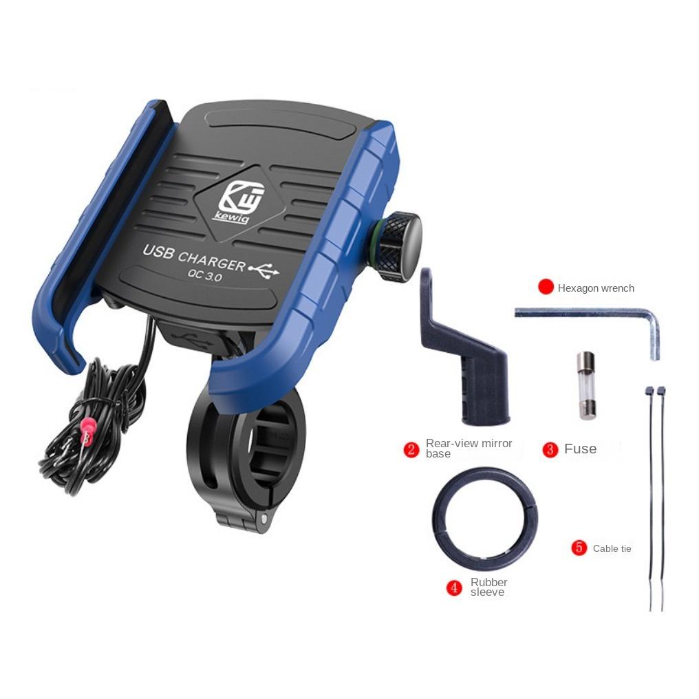 Держатель для телефона на мотоцикл, зарядное устройство, разъем USB/QC 3.0 с выключателем, водонепроницаемый на 360°, зарядное устройство USB, алюминиевый руль/зеркало для просмотра телефонов с диагональю 3,5–6 дюймов