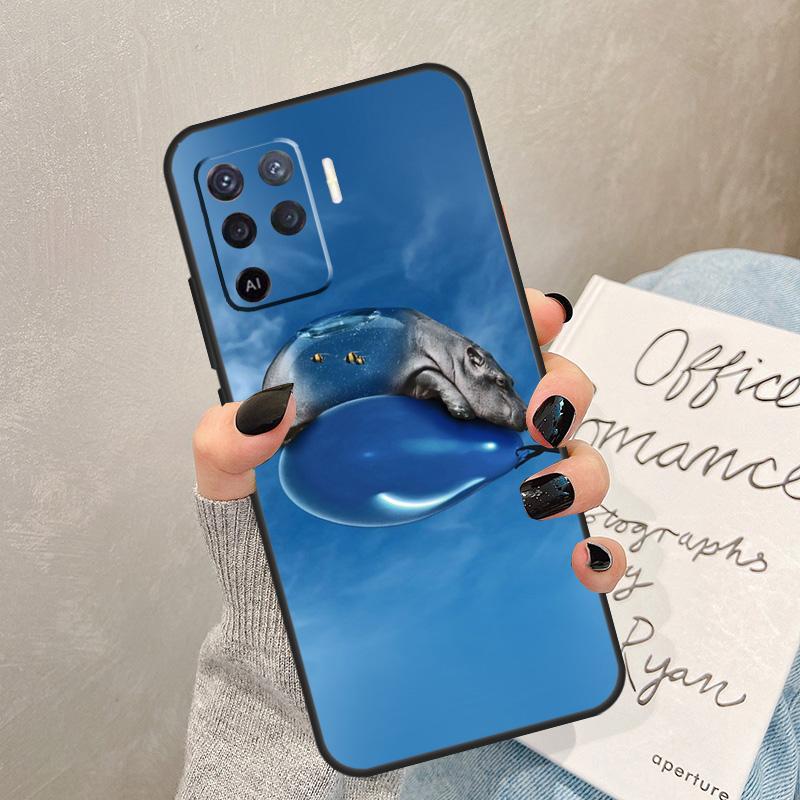 Чехол с рисунком бегемотов для Oppo A40 A60 A80 A78 A38 A18 A98 A58 A96 A76 A16 A94 A74 A54 A15 A17 A57 A77 A5 Pro