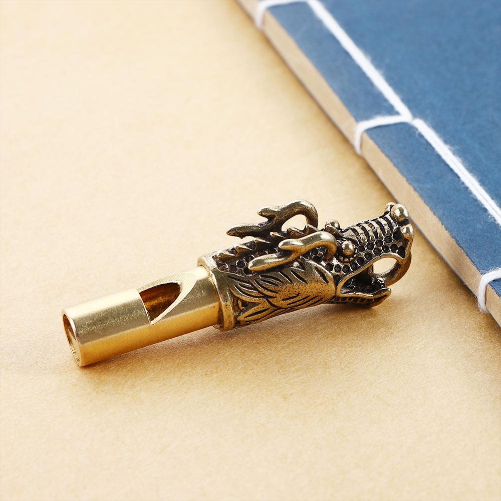 Women Survival Keychain Dragon Head Brass Car Pendants Whistle Outdoor Survival Tools Keys Chain
