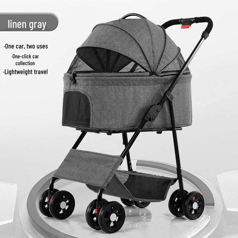Lightweight Pet Stroller: Foldable, Detachable for Small Dogs & Cats - Ideal for Outdoor Use
