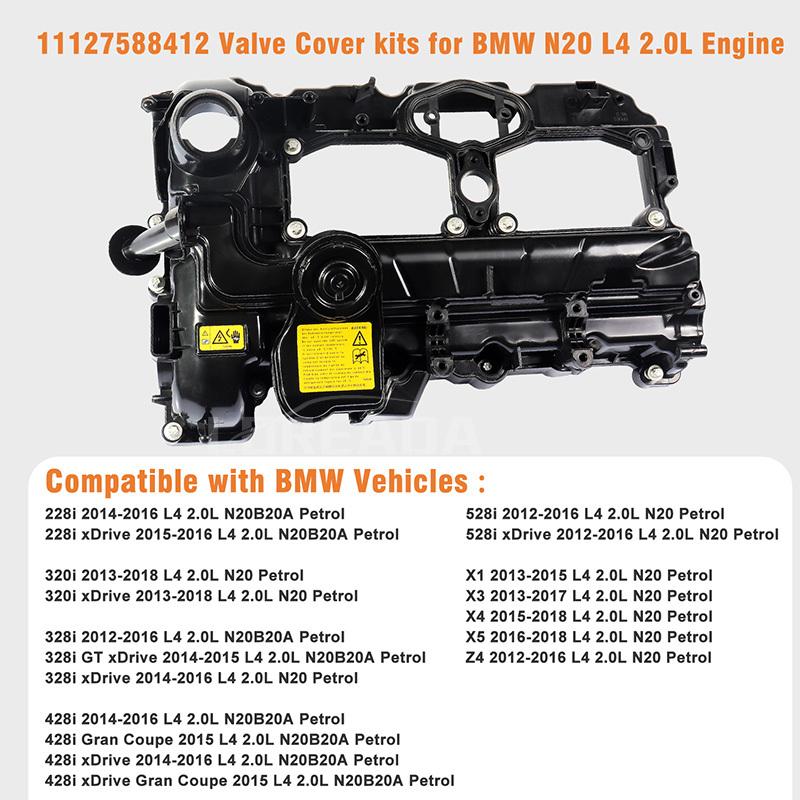 Engine Valve Cover w/Gasket&Oil Cap 11127588412 11127625477 For 12-18 BMW N20 228i 320i 328i 528i XDrive X1 X3 X4 X5 Z4 L4 2.0L