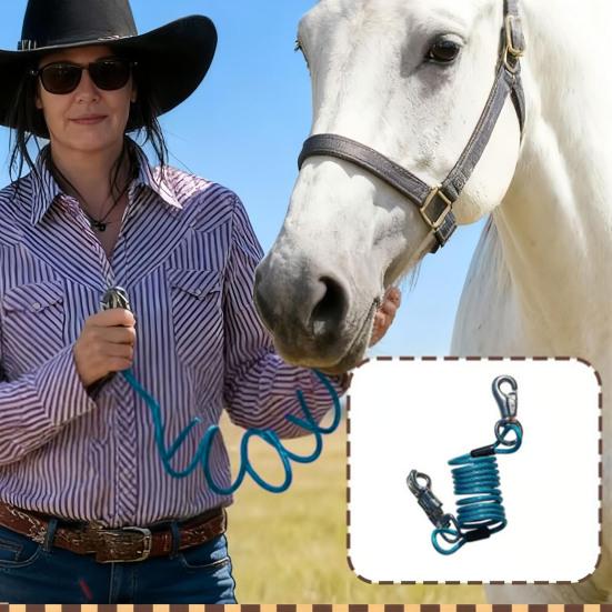 Конная банджи-веревка с регулируемым поводком для лошадей, удлинитель для поводка для улучшения результатов, амортизирующая спиральная веревка-поводок для кемпинга, трейл-райдинга, груминга