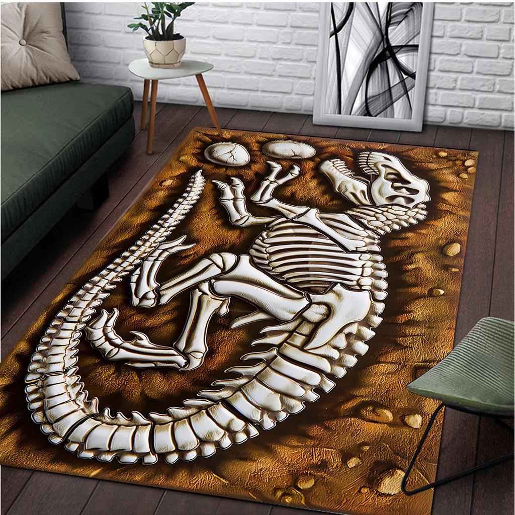 1pc Creative Dinosaur Fossil Pattern Area Rug,Stain Resistant Anti-slip Non-Shedding Carpet,For Living Room Bedroom,Low-pile Carpet,Machine