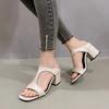 New Women Summer Slippers, Casual T Fashionable and Versatile Solid Color Thick Heel Roman San Dals