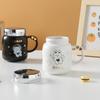 Пара керамическая чашка с крышкой, зеркальная чашка, милая кружка в виде медведя, девушка, большая емкость для воды, студенческая чашка