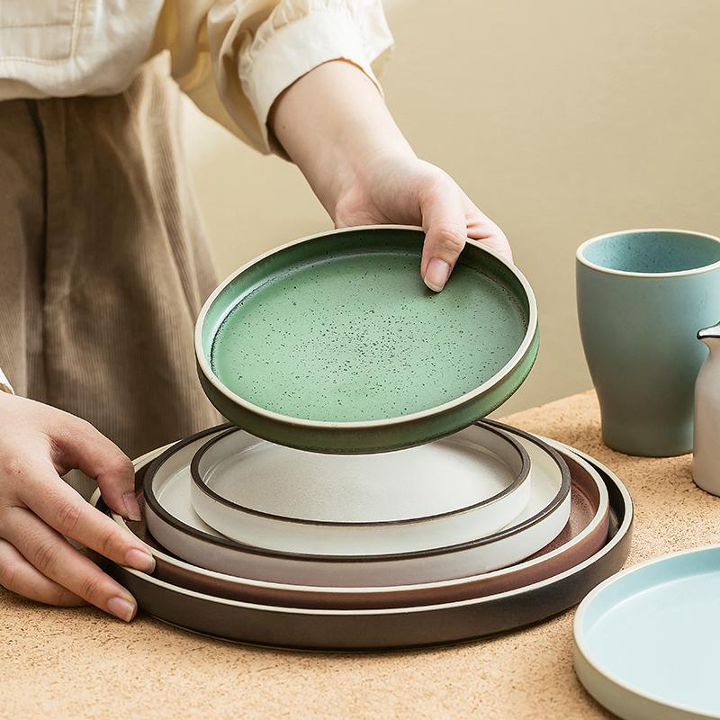 Винтажный французский матовый керамический набор посуды - Элегантные тарелки для дома или ресторана
