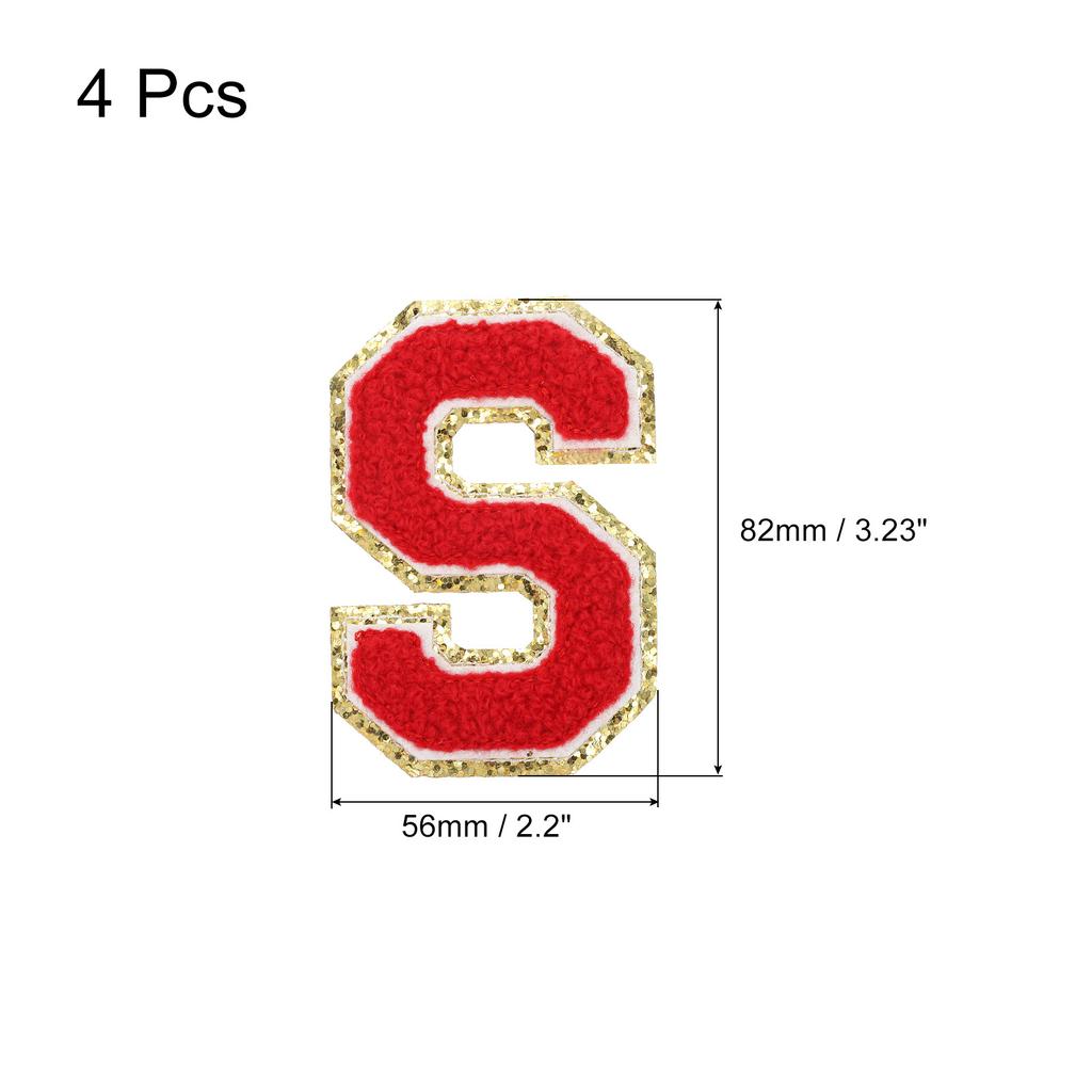 4pcs Embroidered Letter Patches Chenille Letter Patches Iron on Letter Patches Embroidery Patch Iron for Clothing Shoes Hats Red