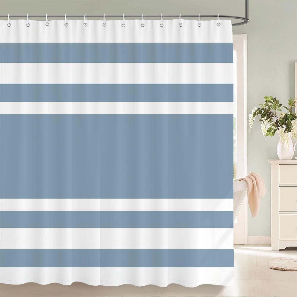 Stripe Shape Shower Curtains For Bathroom Simple Black White Multi-Color Wave Stripe Grid Pattern Waterproof Bathroom Curtains