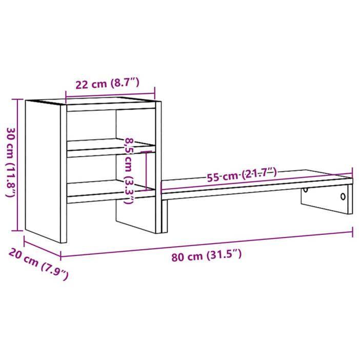 VidaXL Monitor Stand and Desk Organizer Engineered Wood, Adjustable Monitor Riser, Screen Stand 854733