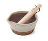 Banko Ware Mortar with Domestically Made Mortar Wood Non-grooved (half-white), Small,
