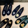 Studiolee French Exquisite Embroidery One-pedal Velvet Flat-soled Soft-soled Loafer Beanie Single Shoes Women