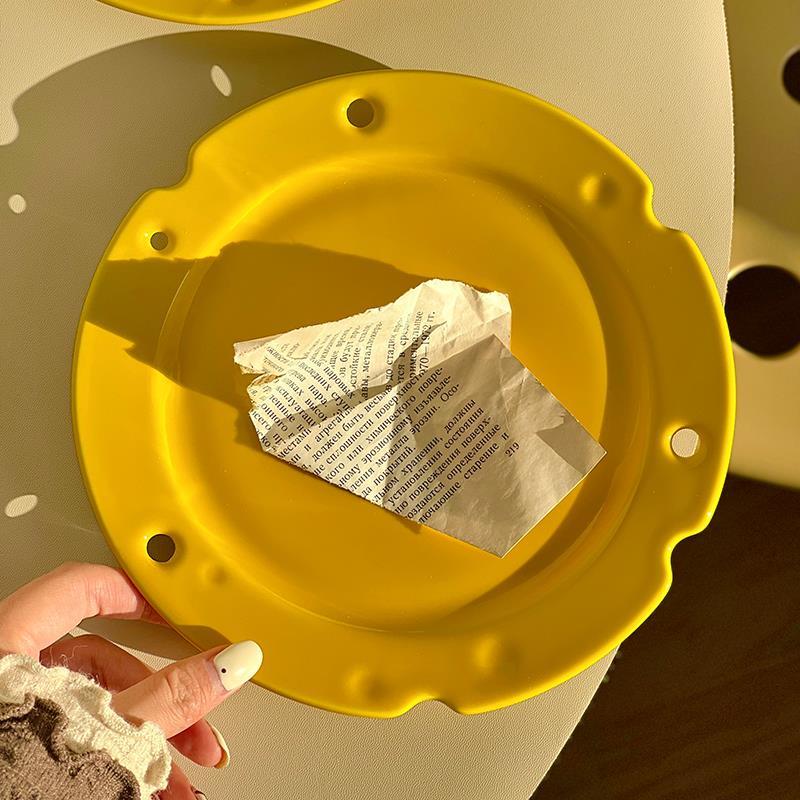 Корейские керамические обеденные тарелки Ins Kawaii Cafe Hollow Cheese Десертная тарелка Милые блюда для завтрака, хлеба, подставки для вечеринок, подарок