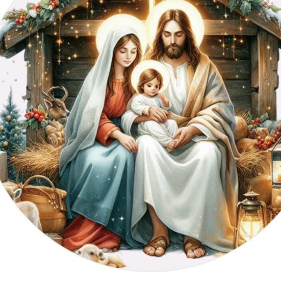 Рождественский ночной орнамент Круглый акриловый Рождение Иисуса Христа Подвесное украшение Религиозная тематика Рождественский сувенир для зимнего декора рождественской елки