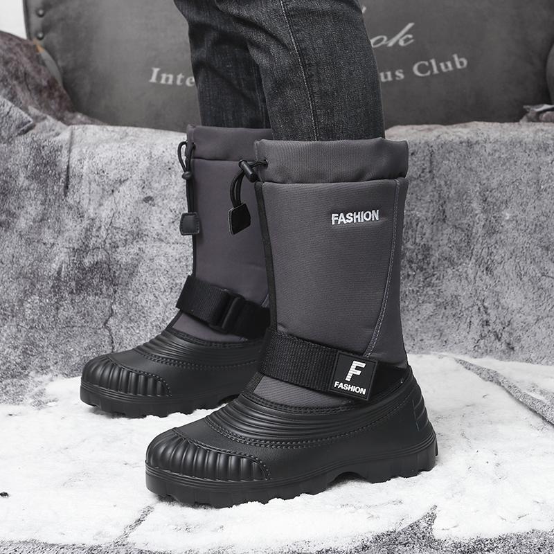 Мужские зимние теплые ботинки для снега, резиновые походные ботинки, уличные сапоги до колена, водонепроницаемые, большого размера