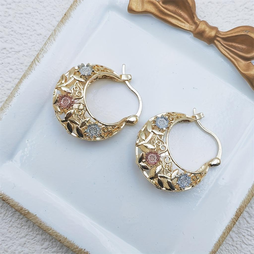 [Элегантные серьги] Элегантные серьги-капли с полым цветочным узором для женщин | Универсальная модная бижутерия на каждый день и для вечеринок, подвеска, цветок