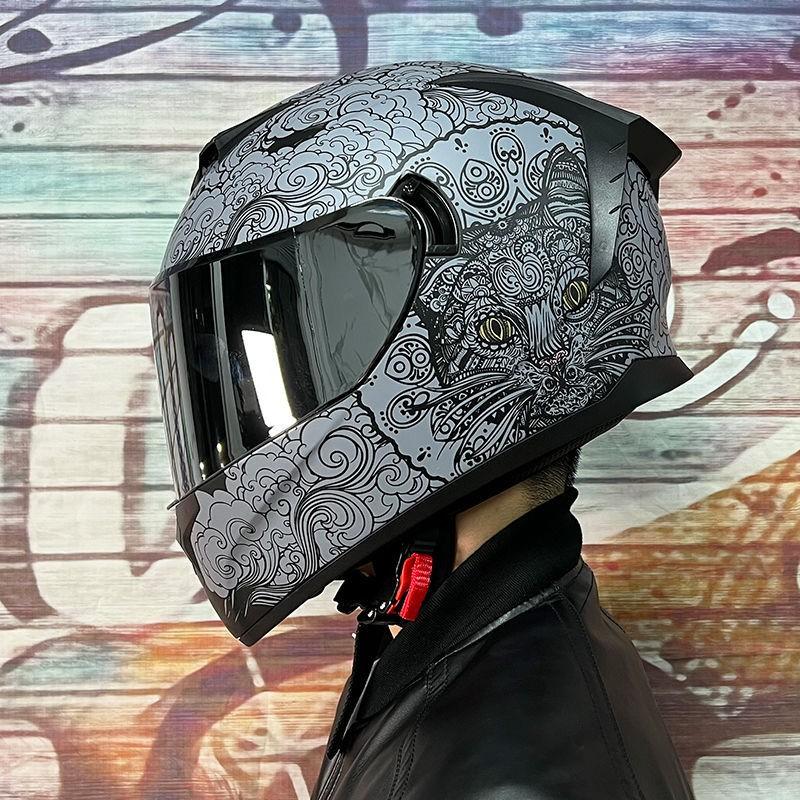 LVS Full Face Motorcycle Helmet Men Women Racing Style Glossy Colorful Design DOT Approved Size S M L XL