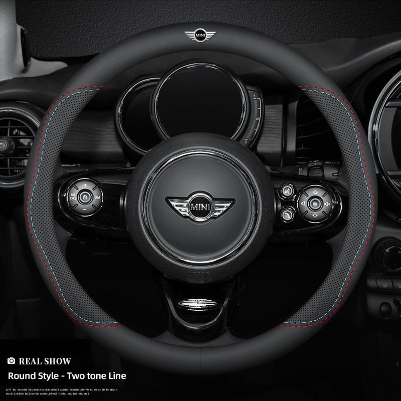 Car Steering Wheel Cover Breathable Leathe Non-Slip Protector For MINI JCW Cabrio Cooper Countryman Aceman Clubman Coupe F57