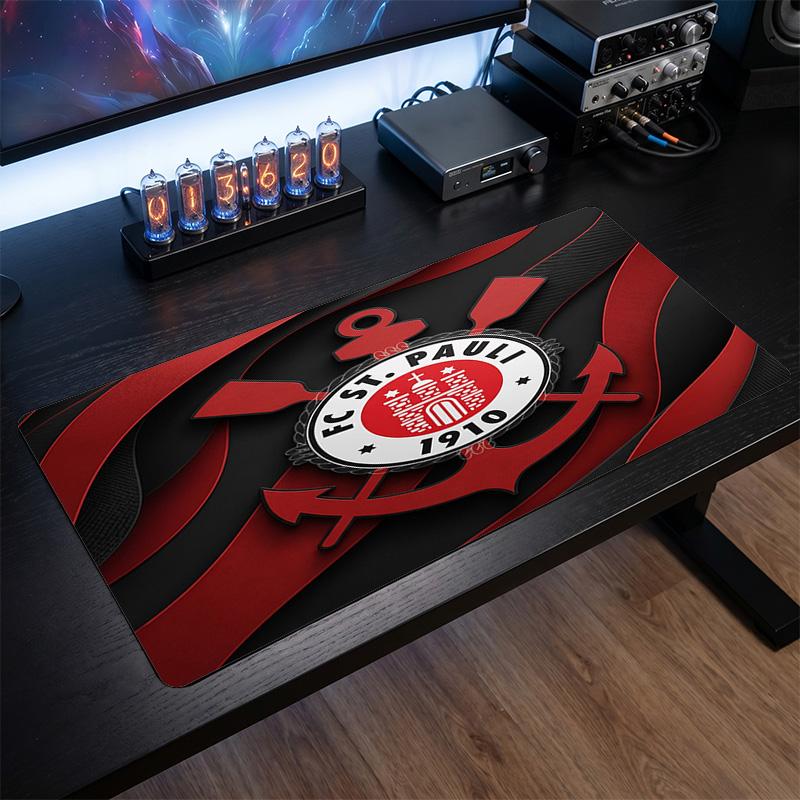 ФК Ст.. Большой коврик для мыши Pauli Football Print, противоскользящий расширенный игровой коврик для стола для офиса, дома