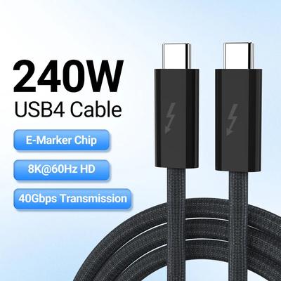 Кабель передачи данных USB 4.0 Type-C, кабель для быстрой зарядки 240 Вт со скоростью 40 Гбит/с, поддержка видео 8K HD, Thunderbolt 3/4 для телефона, переключателя iPad