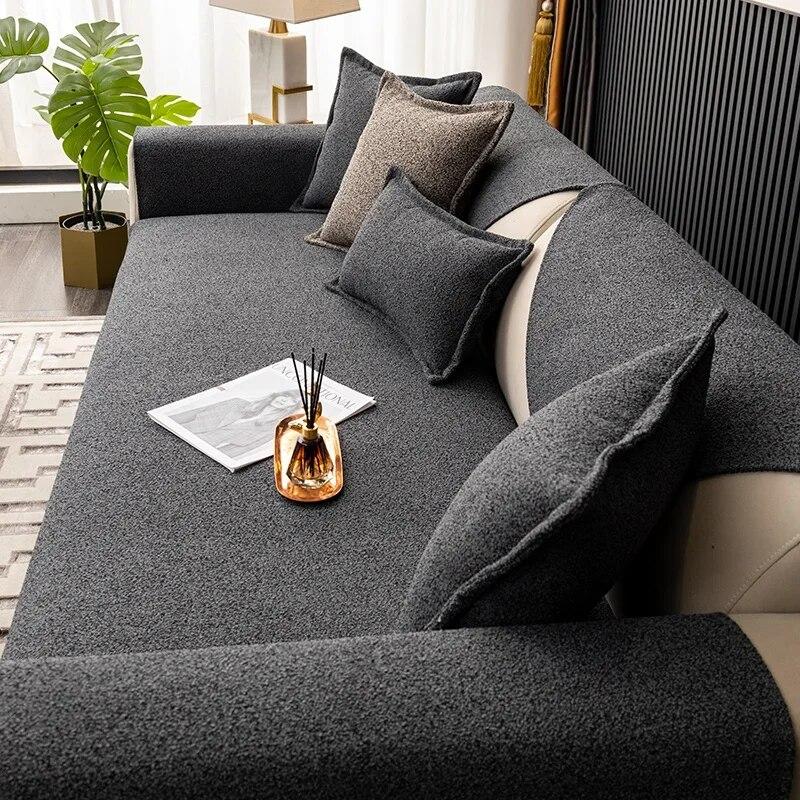 Luxurious  Cotton Linen Sofa Cushion Universall Seat Sofa Mat Anti-skid Couch Cover Modern  Linen Sofa Cover Backrest Towel