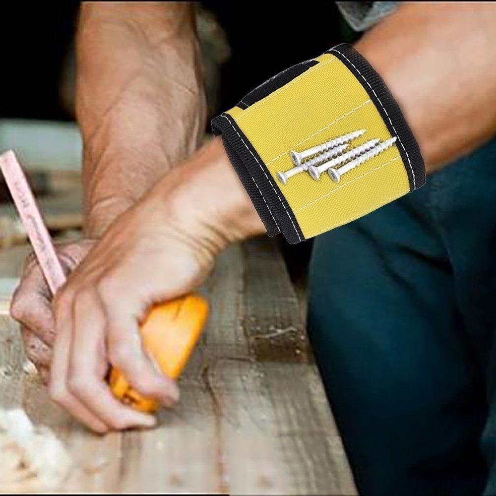Magnetic Wristband with Strong Magnets for Holding Screws, Nails, Drill Bits Great for Your Tool Bag