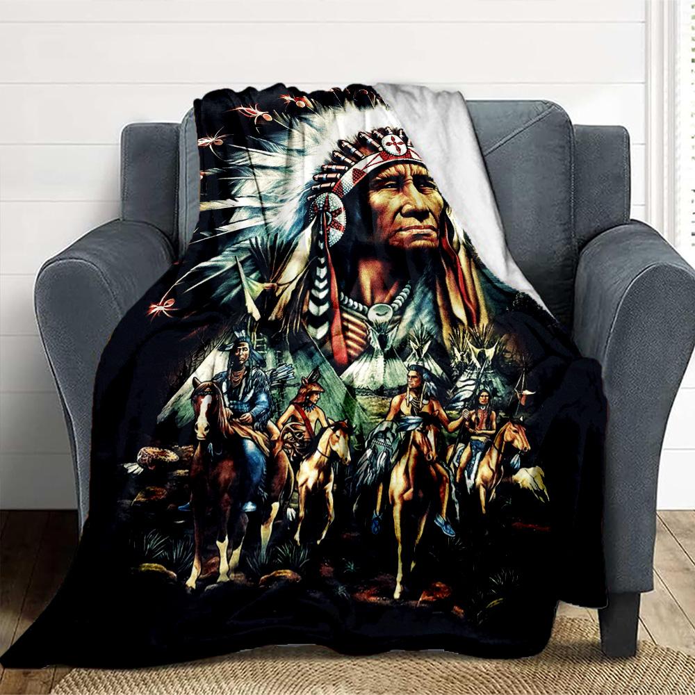 Native American Flannel Blanket Throw Blanket Soft Warm Sofa Bed Camping Car home Decor Unique Christmas Gift C930308