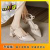 2025 Summer New French Thick Heel with Bag Head Sandals Women's Single Shoes Design Sense Niche Fashion High Heels
