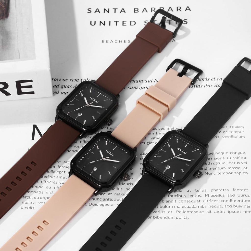 Квадратные силиконовые часы с аналоговым кварцевым механизмом, с резиновым ремешком, повседневные, стильные и модные аксессуары, идеально подходящие для или в качестве подарка парню, календарь,