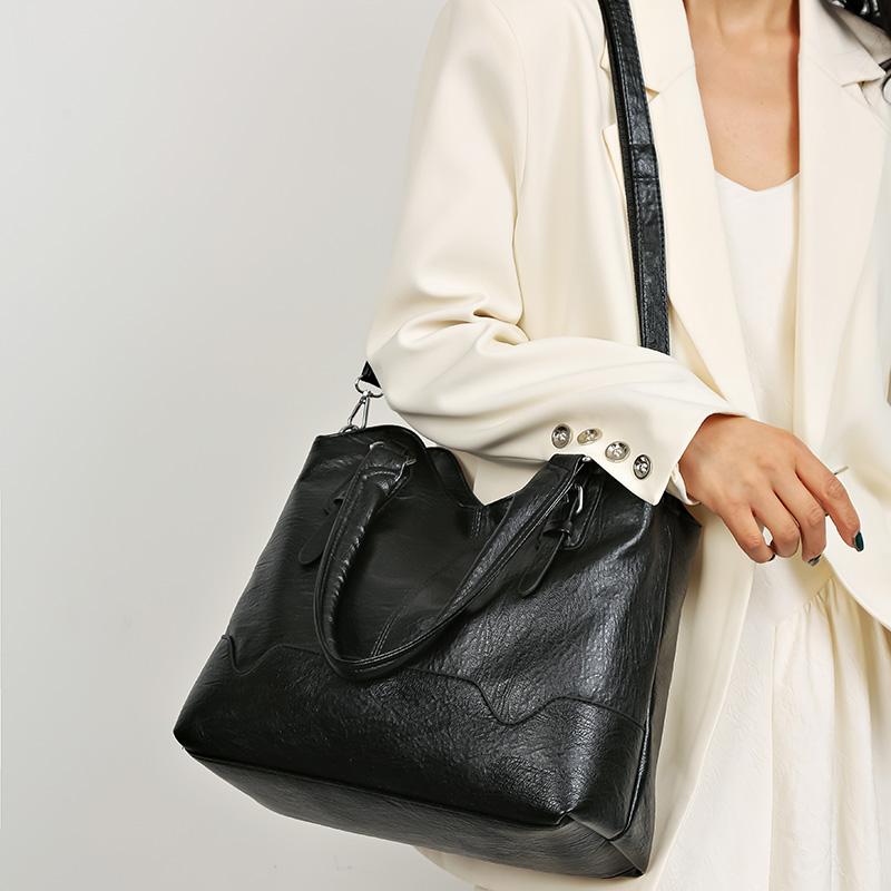 Женская сумка-тоут из мягкой кожи, большая вместительная сумка через плечо через плечо