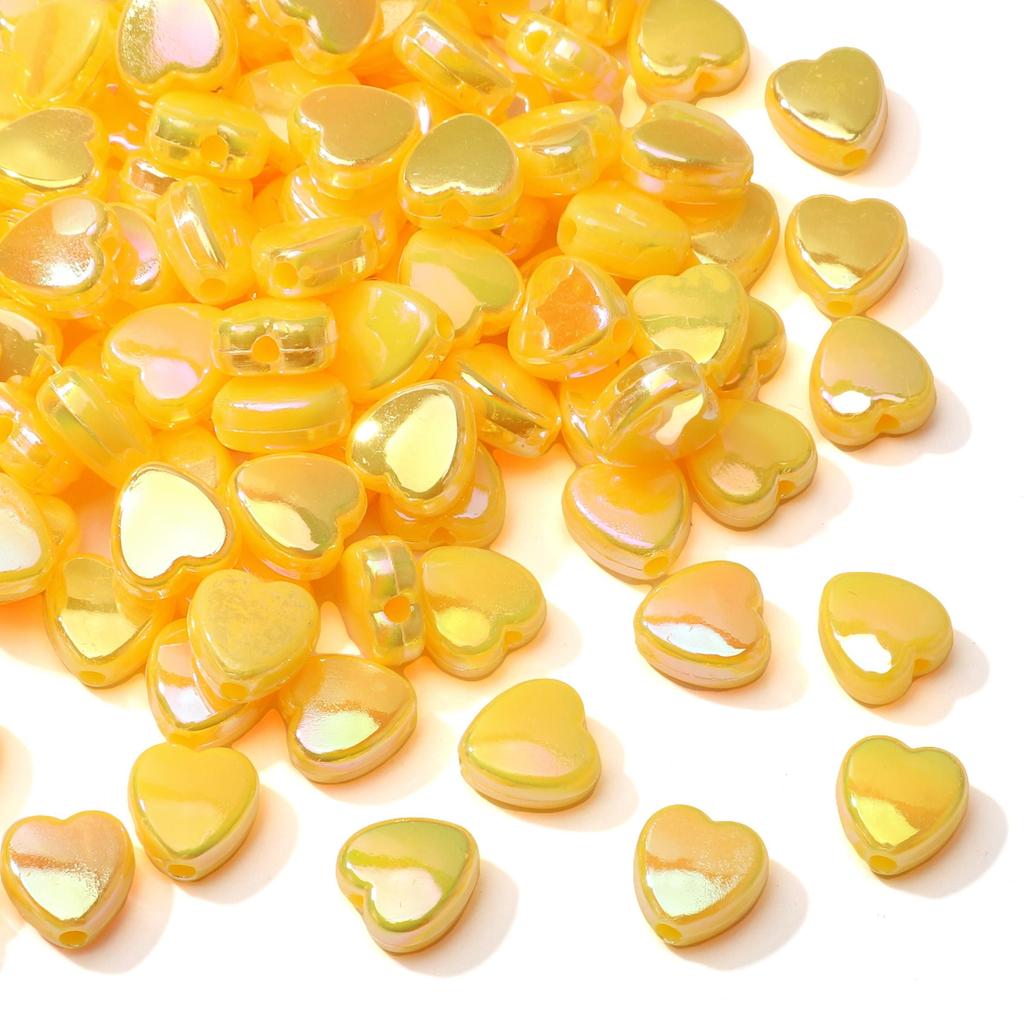 100 шт. Акриловые разноцветные бусины в форме сердца для изготовления ожерелий, браслетов, серег, ювелирных изделий, аксессуары для рукоделия
