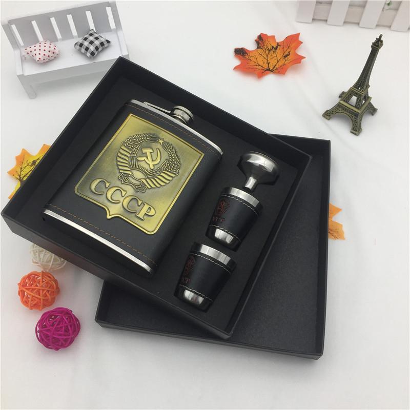 8 унций карманная портативная фляжка из нержавеющей стали фляга для виски и вина бутылка + воронка + чашка с набором из пяти бутылок для алкоголя для мужчин