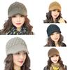 Зимняя вязаная шапка с козырьком, теплая шапка-чепец для холодной погоды, женская объемная снежная шапка
